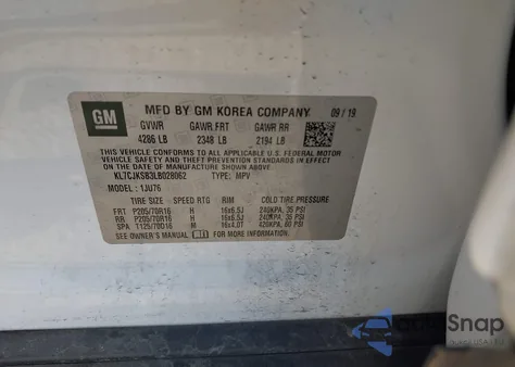 2020 Chevrolet Trax Fwd Ls from USA, damaged, VIN KL7CJKSB3LB028062